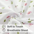 thumbnail image 3 of Viviland Floral King Sheets, Soft Breathable Microfiber Printed Bed Sheet Set, Deep Pocket Non-Slip Fitted Sheet Included, Flower Leaf Pattern, 3 of 7