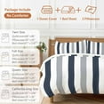 thumbnail image 6 of Gray Navy Blue Striped Duvet Cover Set Twin Size, Modern 4 Piece Soft Microfiber Bedding Set with 1 Duvet Cover, 1 Flat Sheet, 2 Pillowcases, 6 of 9