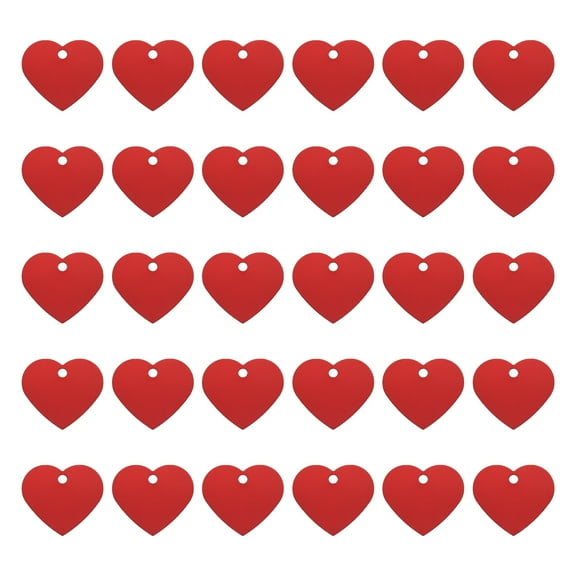 Heart Stamping Blank Tags, Aluminum Blank Dog ID Tag Red Engraving Tag for Necklace Bracelet Making,30pcs