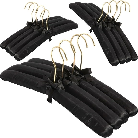 Florida Brands Padded Clothing Fabric Hangers for Women Clothing - Set of 12 Black