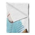 thumbnail image 2 of Baseball Soft Flannel Fleece Throw Blanket, Silhouette of a Baseball Player with Basic Game Kicking with Bat Sports, Cozy Plush for Indoor and Outdoor Use, 50" x 70", Blue and White, by Ambesonne, 2 of 5