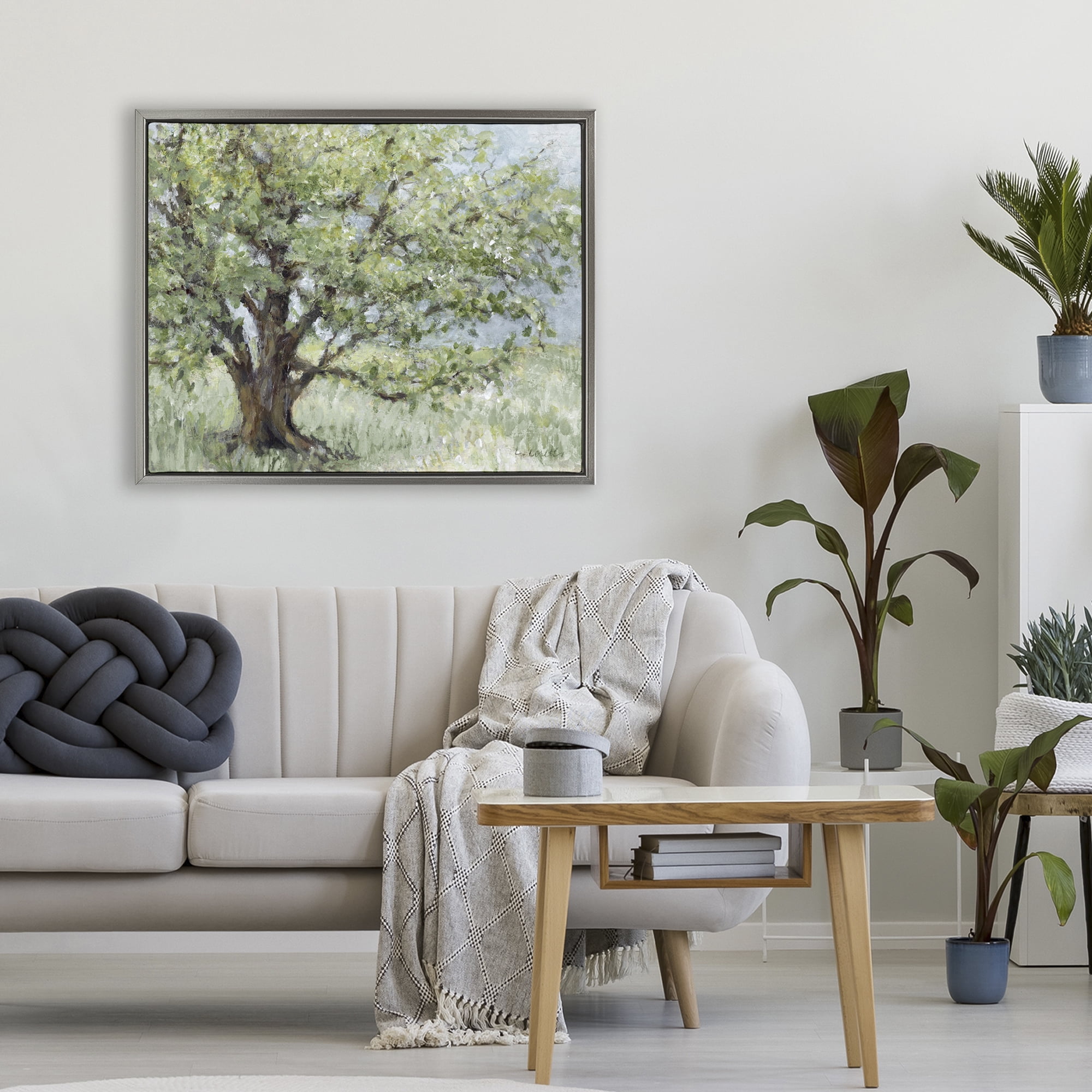 Stupell Industries Summer Oak Splendor Landscape Gray Framed Floater Canvas Wall Art, design by Lanie Loreth