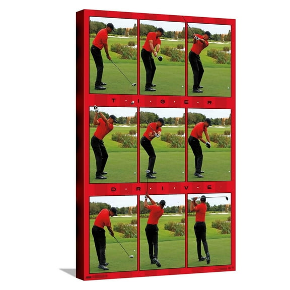 Tiger Woods - Drive Canvas Wall Poster, 14.725" x 22.375"