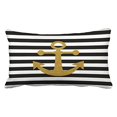 thumbnail image 1 of RYLABLUE Housse de Coussin Décorative Style Maison Mode Rayures Noires Blanches Or Ancre Paillettes Imprimé Housse de Coussin Standard Fermeture Éclair Invisible Taille 20x30 Pouces Deux Côtés, 1 of 1