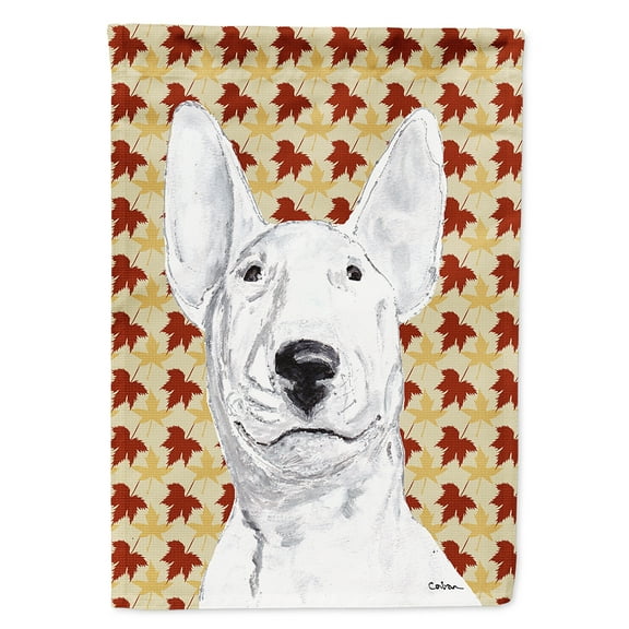 Bull Terrier Fall Leaves Garden Flag