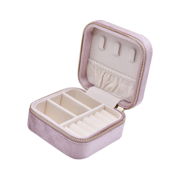 Caja de Almacenamiento de Joyería Cremallera Terciopelo de 2 Capas con Exhibidor de Joyería para Anillos , BLESIY joyero