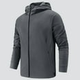 thumbnail image 2 of HOOMEUMY Mens Hooded Athletic Jacket Deals Classic Solid Coat Stand Collar Design Full Zip Up Lightweight Running Sports Jacket Casual Workout Drop Shoulder Clothes Fashion 2024 Trendy Gray XXL, 2 of 4
