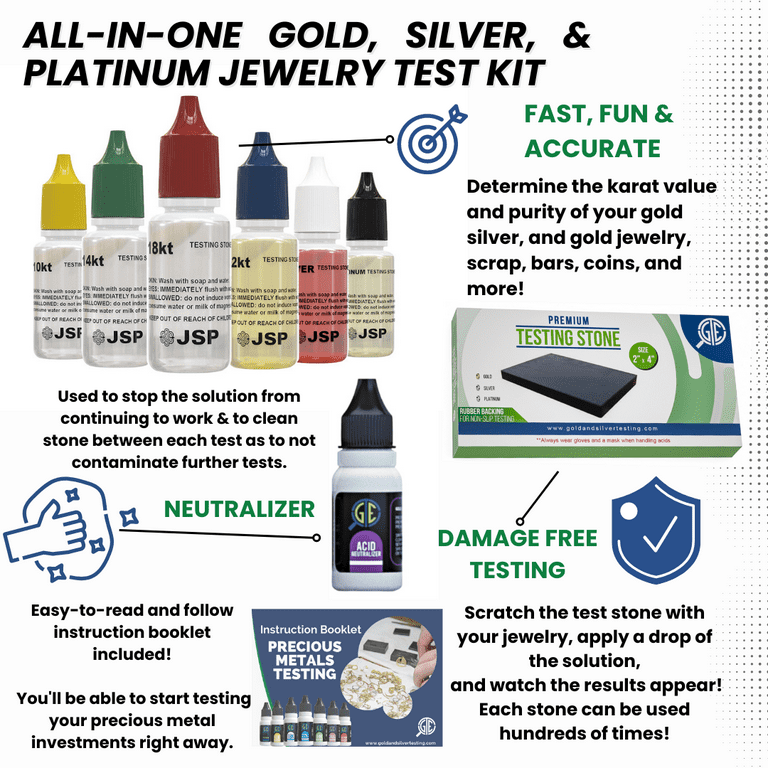 Gold & Silver Test Acid Kit for Jewelry 10K 14K 18K 22K & Silver