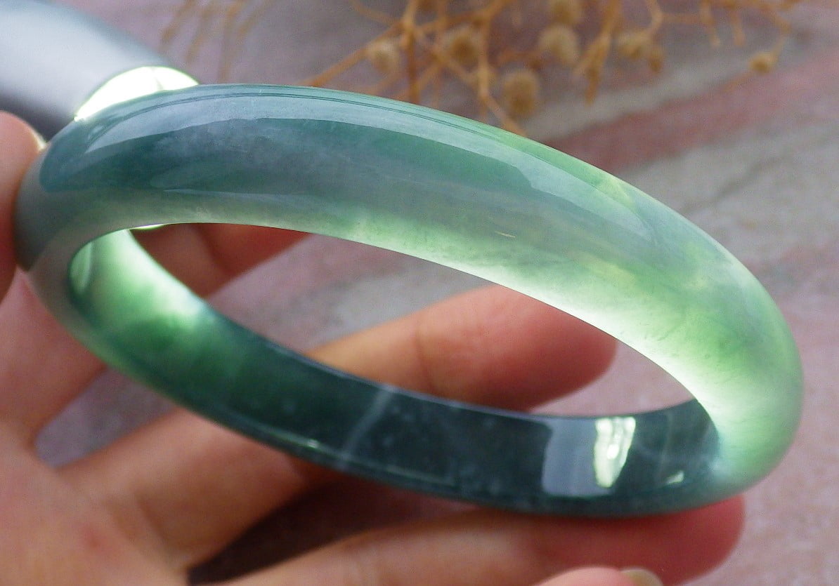 Icy Green Natural A JADE Jadeite Bangle Bracelet 60 mm 684715 TN