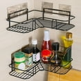 thumbnail image 2 of GPCT 2Pcs Corner Shower Caddy Shelves Wall Mounted Basket Rack With 8Pcs Adhesive Hooks, 2 of 10