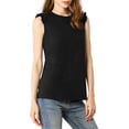 thumbnail image 3 of MODA NOVA Junior's Ruffle Trim Tank Top Sleeveless Cotton T Shirts Black L, 3 of 6