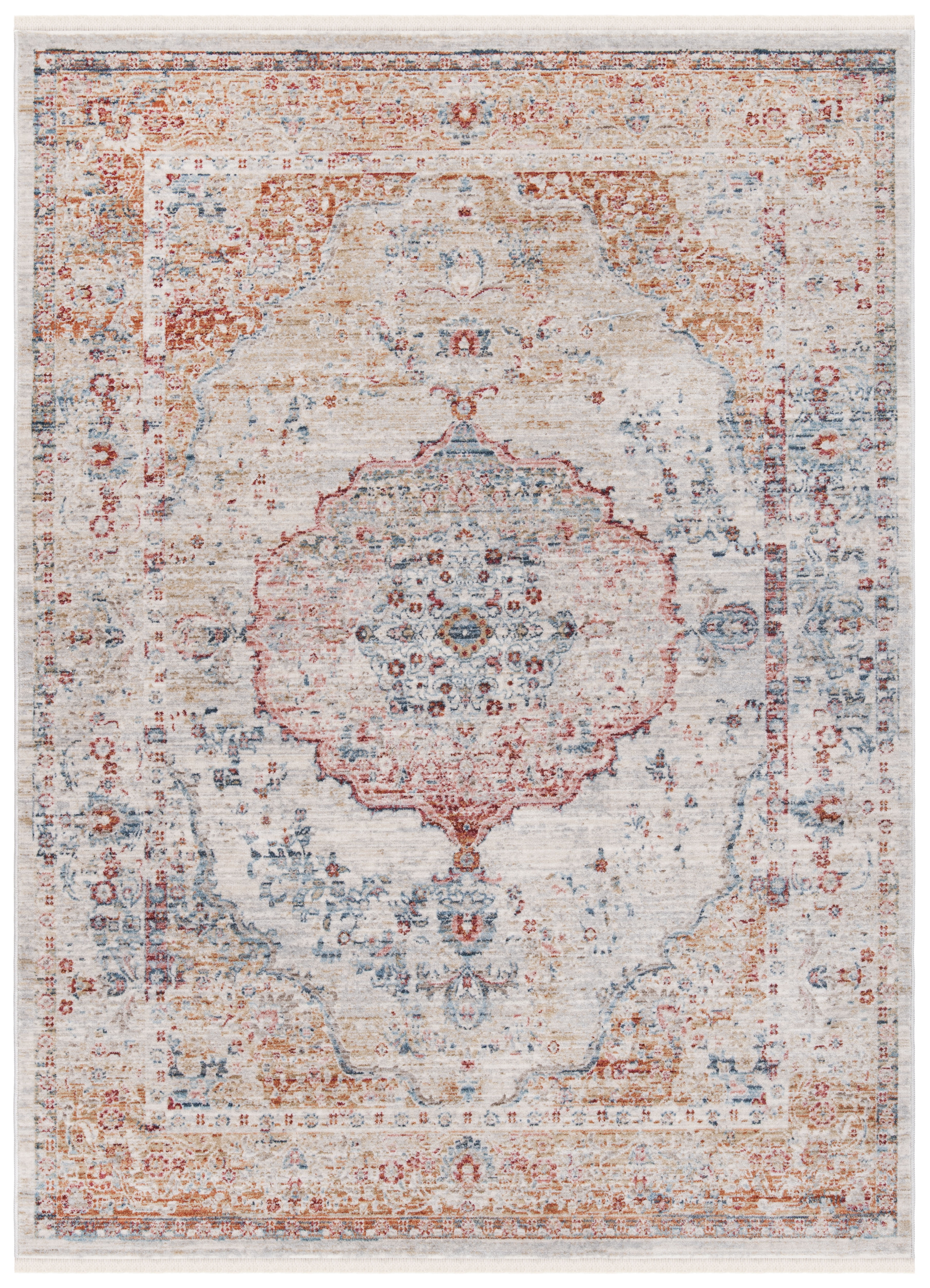 SAFAVIEH Kenitra Georgiana Distressed Polyester Area Rug, Grey/Light Blue, 3' x 5'