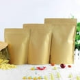 thumbnail image 2 of Stand Up Brown Kraft Paper Aluminum Foil Packaging Bag Doypack Kraft Paper Mylar Zip Lock Packing Pocket Food Sample Package Pouch (100, 11x18.5+3CM(4.3"x7.3"+1.18")), 2 of 5