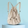 thumbnail image 4 of Women Ladies Backpack Drawstring Fashion Student Schoolbag Ruched Outdoor Sports, 4 of 8