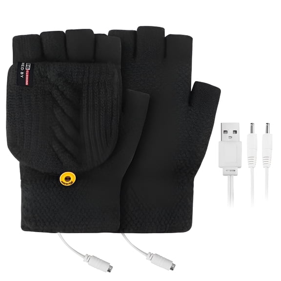 TELOLY Gloves for Women Leather Rechargeable Heated Warmer Winter Battery Outdoor Electric Li-Ion Gloves Glovesgloves Mittens Black One Size