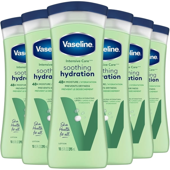 Vaseline Intensive Care Body Lotion, Aloe Soothe, Pack of 6, (13.53 Oz / 400ml Each)