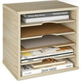 thumbnail image 3 of Ballucci 5-Tier Paper Organizer, File Holder, Mail Sorter, Wood Stackable Letter Tray, Brushed Wood, 3 of 6