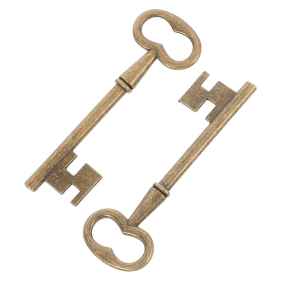 ELAYARD 2pcs Vintage Key Decoration Pendant Golden Zinc Alloy Decorative Keys for Keychain Projects