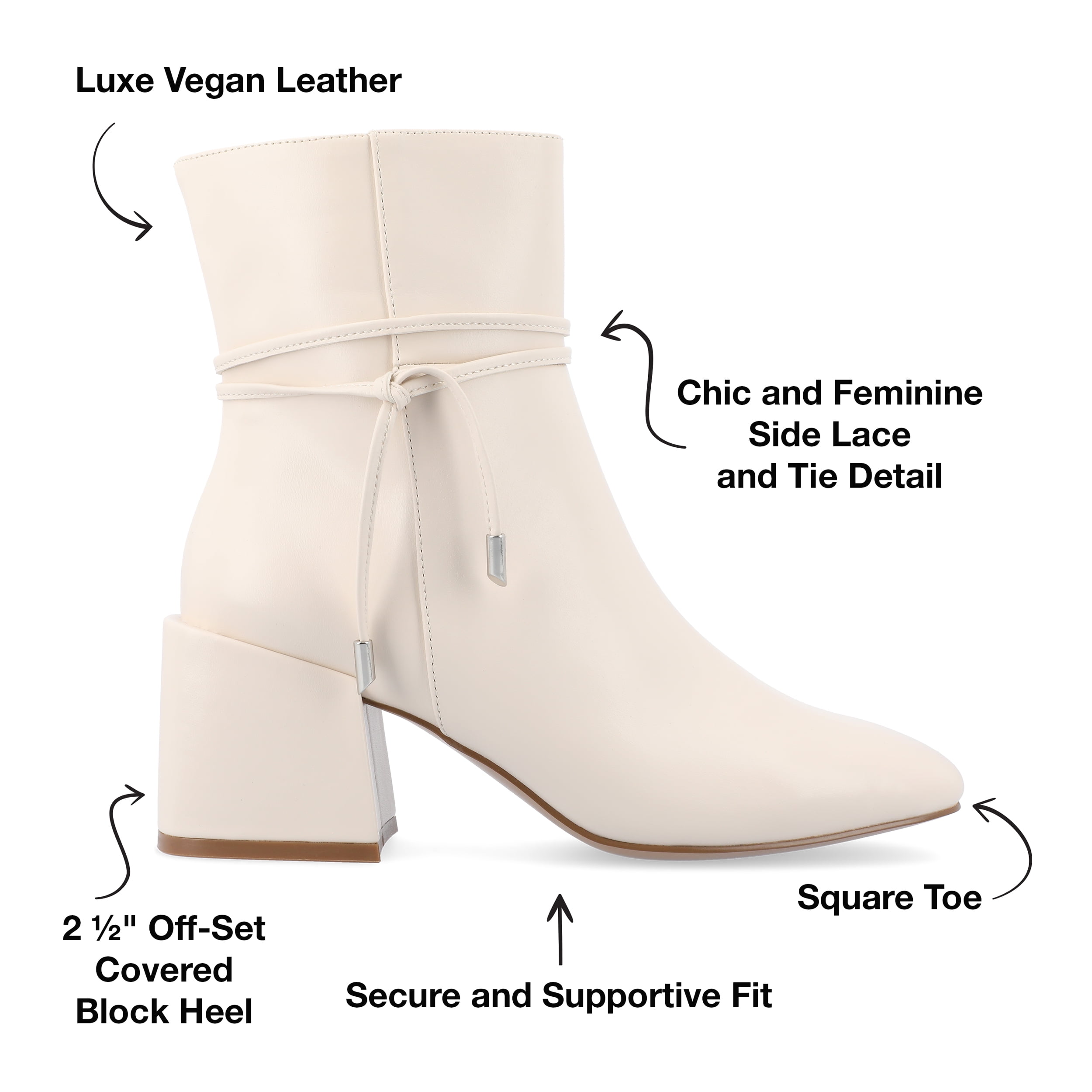 Journee Womens Beverley Covered Block Heel Square Toe Booties, Widths Available