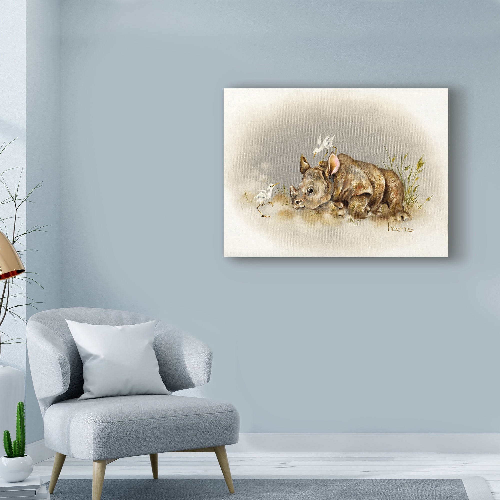 Trademark Fine Art 'Rhino Baby' Canvas Art by Peggy Harris