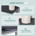 thumbnail image 4 of Light Grey Wall-Mounted Cat Shelf Climber - 4 Platforms & 3 Scratching Posts for Living Room, Bedroom & Small Spaces - Durable MDF Cat Tree, 4 of 7