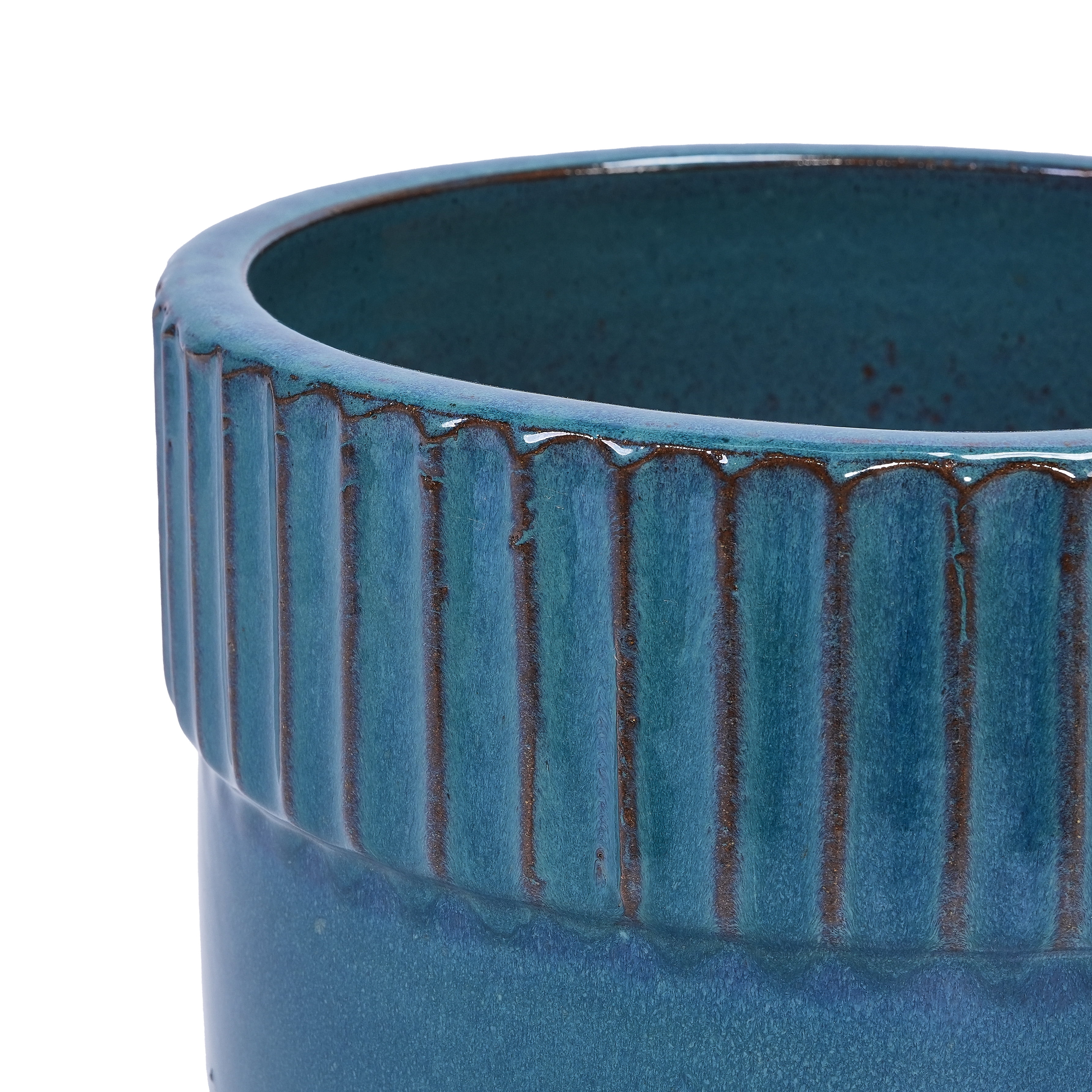 MAYEERTY 3 Pack Ceramic Plant Pots, Planter for Indoor Outdoor Patio, Garden, Blue