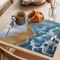 thumbnail image 3 of Blue Ombre Waves Placemats Set of 4 Abstract Watercolor Ocean Seaside Beach Heat Insulation Washable Place Mats, Rustic Non-Slip Table Mats for Dining Table Party Kitchen Decor,13x19 Inch, 3 of 9