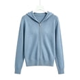 thumbnail image 6 of WQNVRNR Womens Hooded Cardigan- Long Sleeve Casual Zip Up Fall Winter Warm Outerwear Light Blue Size 2XL, 6 of 6