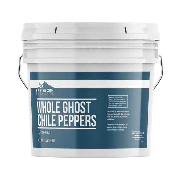 Earthborn Elements Whole Ghost Chile Peppers 1 Gallon Bucket, Extremely Hot, Dried Bhut Jolokia Peppers