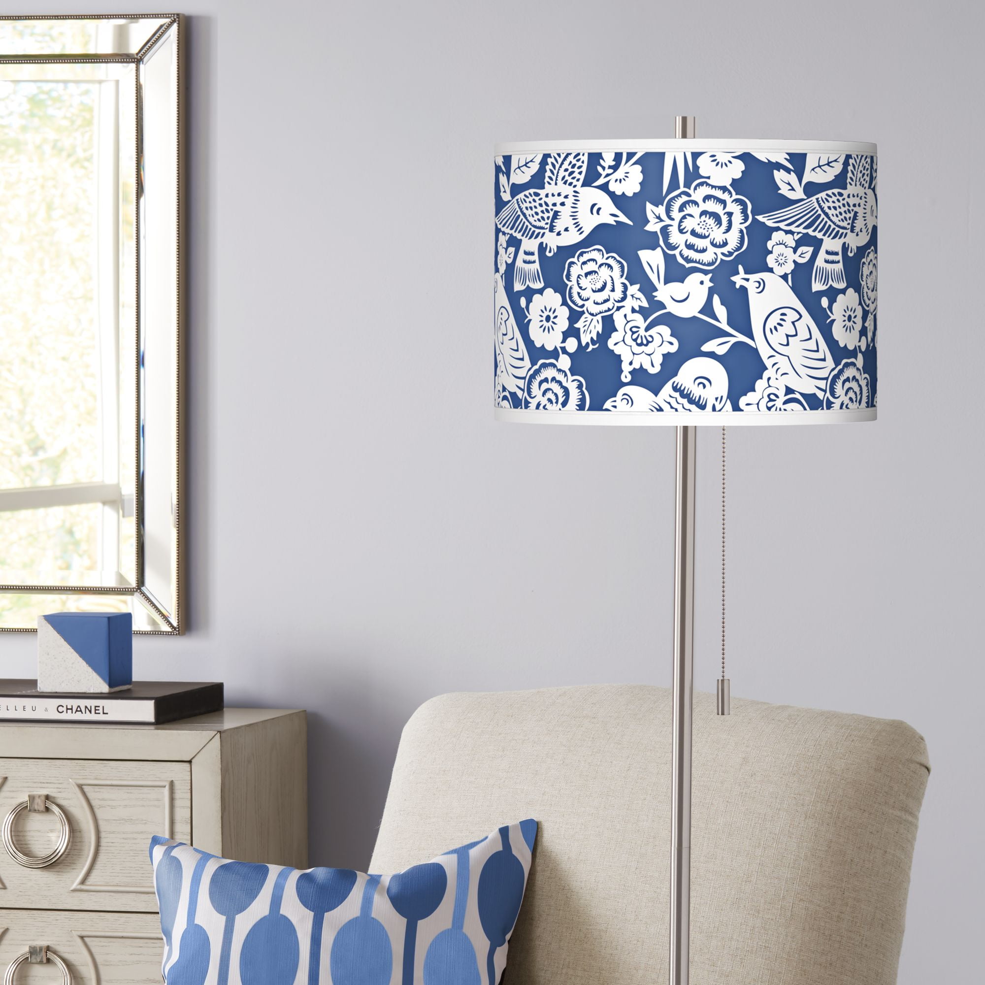 Home & Living Aqua Blue Damask Lamp Shade Lighting