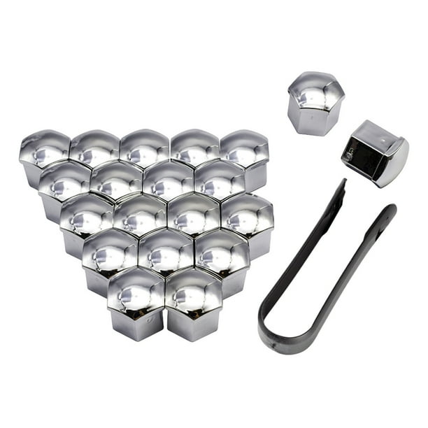 20 unids / set Coche Tuerca de la rueda Tapa Exterior Decoración Reemplazo Auto Hub Tornillo Tornillo 17-21mm Anti-Rust Rust Buts Automobile Nuts Rims Plating Silver 17mm Inevent VI014417-01