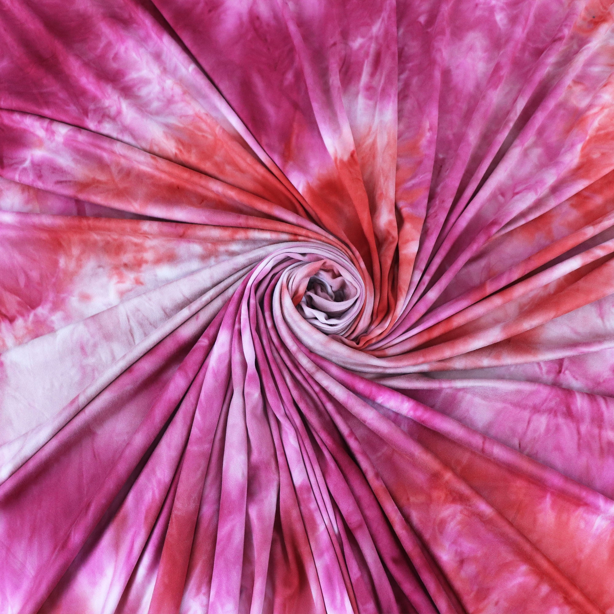 Romex Textiles Polyester Spandex TieDye Knit Fabric Red/Orange/Tan