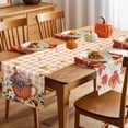 thumbnail image 5 of Fall Table Runner Thanksgiving Pumpkin Latte Table Runners Sunflower Cream Orange Buffalo Plaid Cotton Linen Dresser Scarf Kitchen Dining Table Decor for Fall Holiday Party Decor 13x36 Inch, 5 of 9