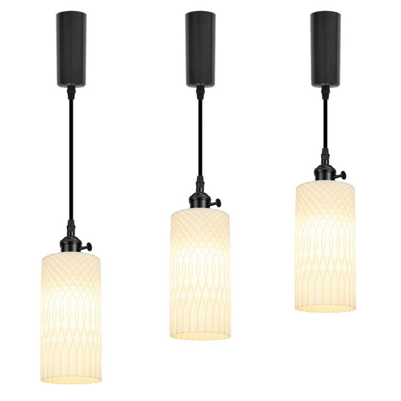 Kiven J-Type track lighting pendants Adjustable Height,3-Light Modern Plastic J track pendant lights,Decorative Track Lighting Fixture for Kitchen Island Hallway DZ0537