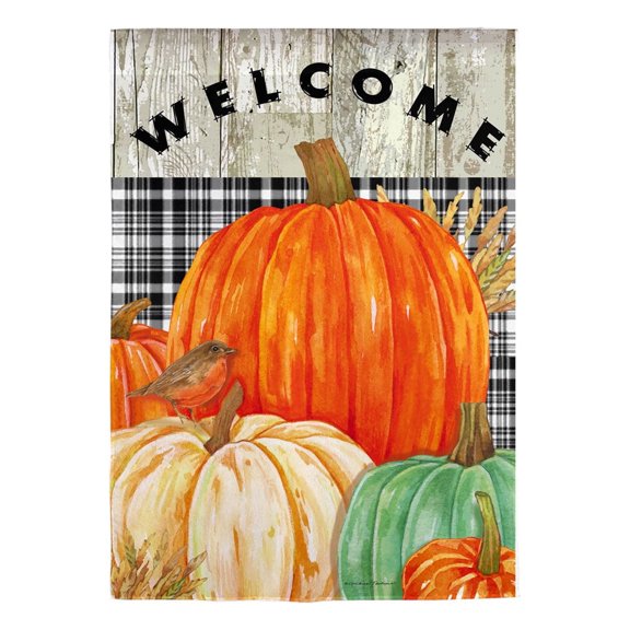 Fresh Pumpkins Garden Suede Flag