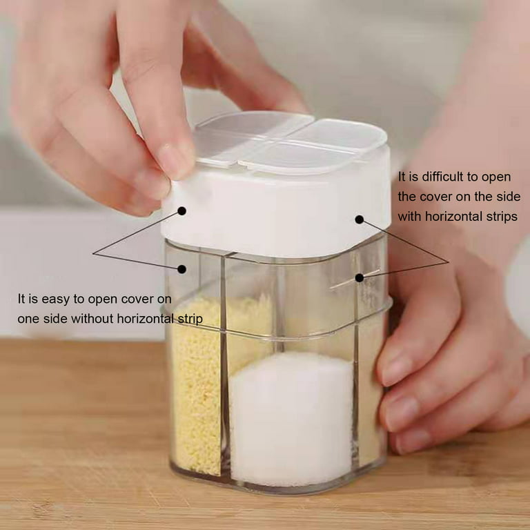 Spice Dispenser Large Capacity Multi-function 4 in 1 Clear Visible Seasoning Bottle for Kitchen, Size: 8.5, White