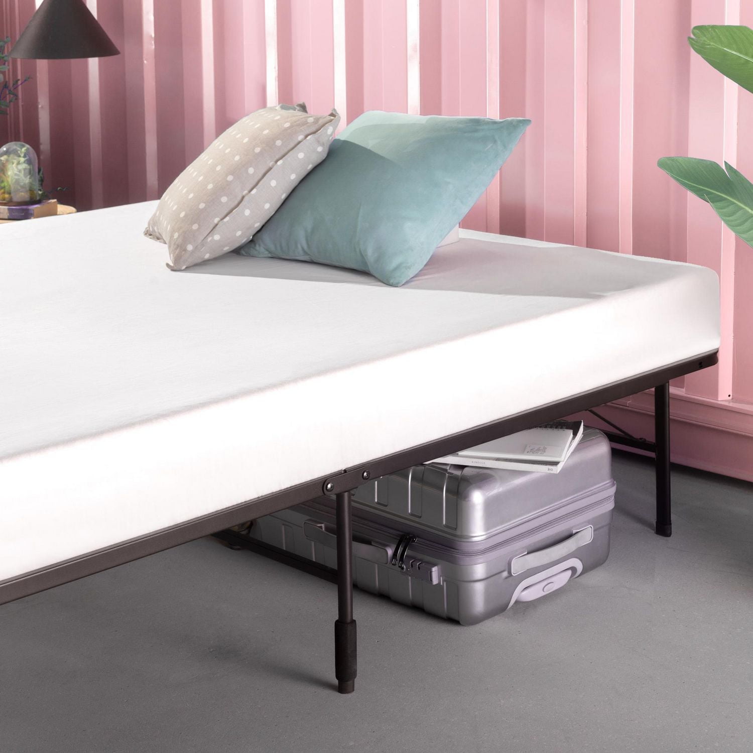 Base de lit plateforme pliable en métal Zinus SmartBase, simple, 14 po, portable, aucun outil ni sommier requis, noir