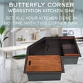 thumbnail image 4 of Strictly Sinks 30 In Undermount Corner Kitchen Sink Black, 16 Gauge Stainless Steel Butterfly Workstation Sink, 4 of 7