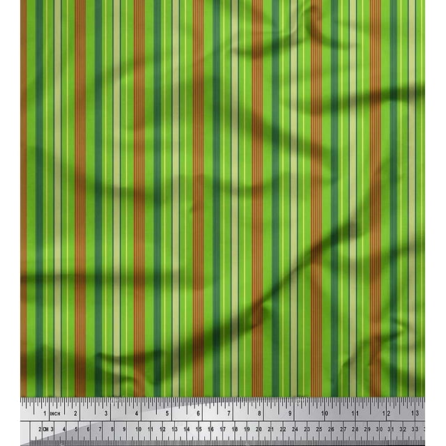 Soimoi Silk Fabric Vertical Stripe Printed Craft Fabric by the Yard 42 Inch Wide