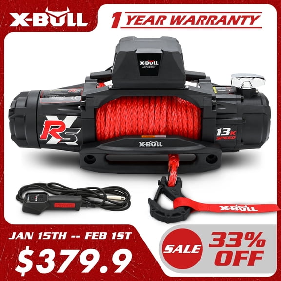 X-BULL High Speed Electric Winch XRS 13000LBS 12V Synthetic Rope SUV Jeep Truck 4WD 2 in 1 Wireless Remote