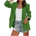 thumbnail image 2 of Fashion Women Casual Jacket Solid Color Button Long Sleeved Turndown Collar Outwear Lightweight Hoodless Trendy Work Clothes with Pockets, 2 of 9