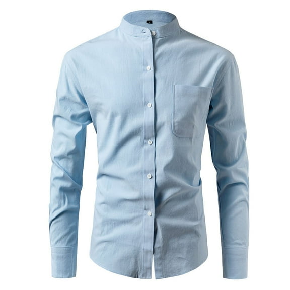 HOMADLES Button Down Shirts for Men Long Sleeve Collar Loose Formal Dress Shirt Button Down Shirts Light Blue 3XL
