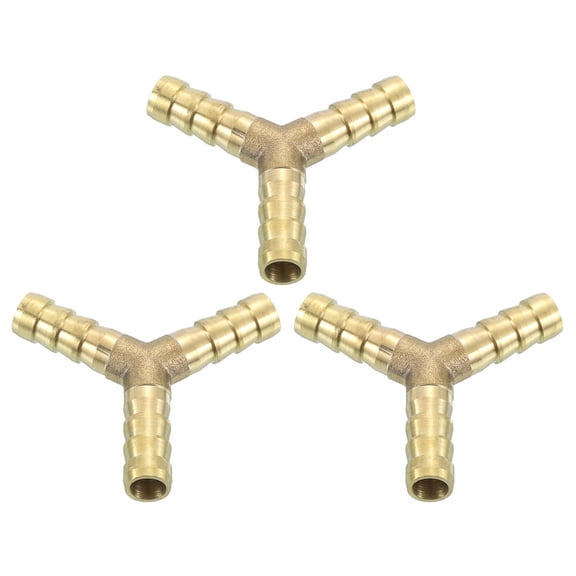 3 Pack Brass Hose Barb Fitting Y Shaped 3 Way Connector Coupler, 5/16" ID Brass Fitting Air Hose Fittings for Connecting Water Fuel Air, Oil Hoses