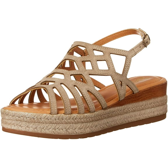 Bella Vita Womens Zip-Italy Platform Sandal Flat 7.5 Stone Suede Leather