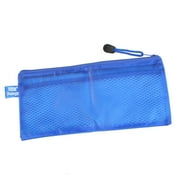 Uxcell 4.3" Wide 2 Compartment Zipper Closure Doucument A6 Paper Pen Bag Folder Blue