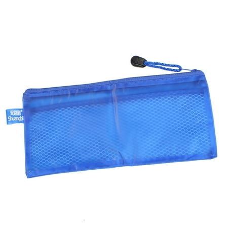 Uxcell 4.3" Wide 2 Compartment Zipper Closure Doucument A6 Paper Pen Bag Folder Blue