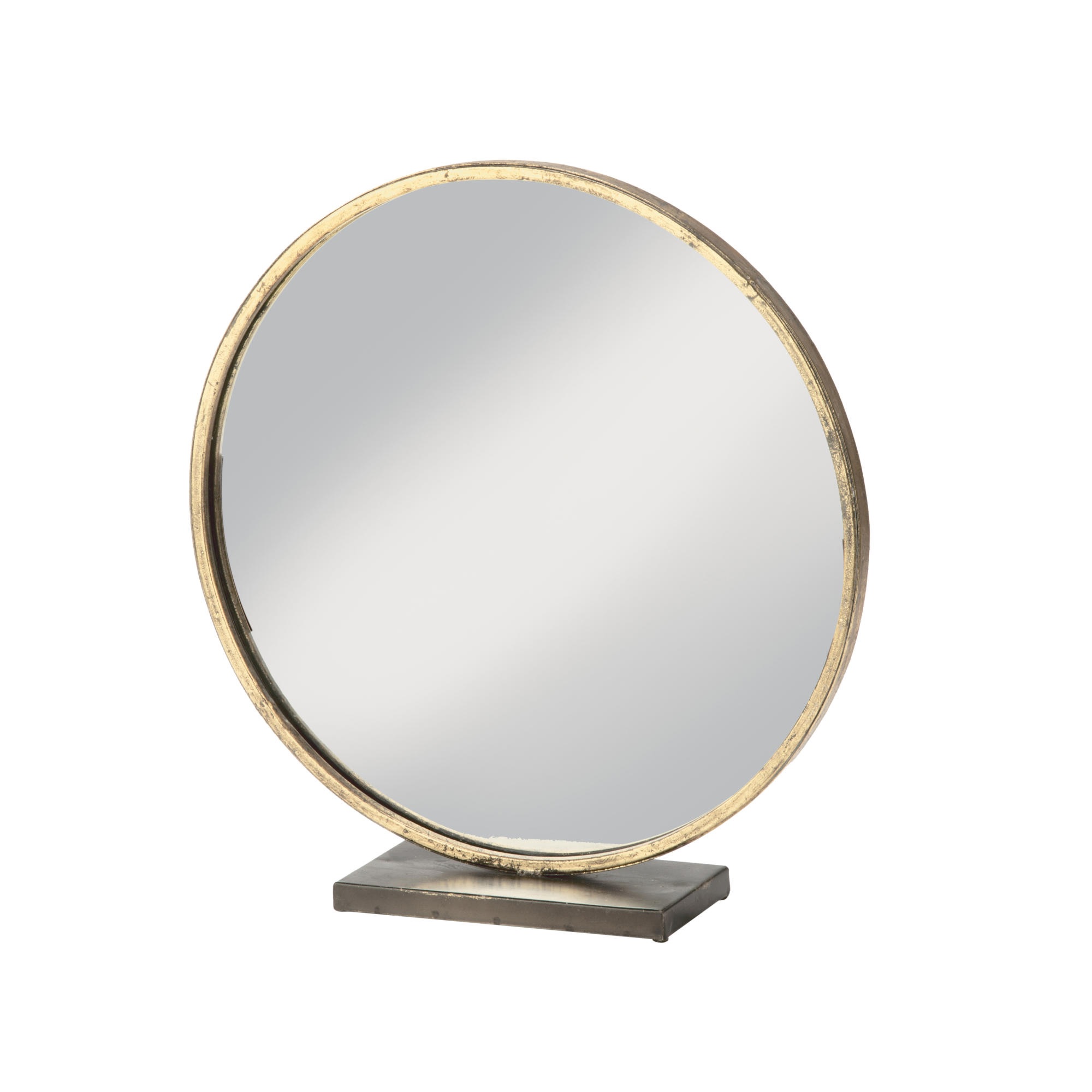 16 5 Gold And Clear Brushed Round Tabletop Vanity Mirror Walmart Com Walmart Com