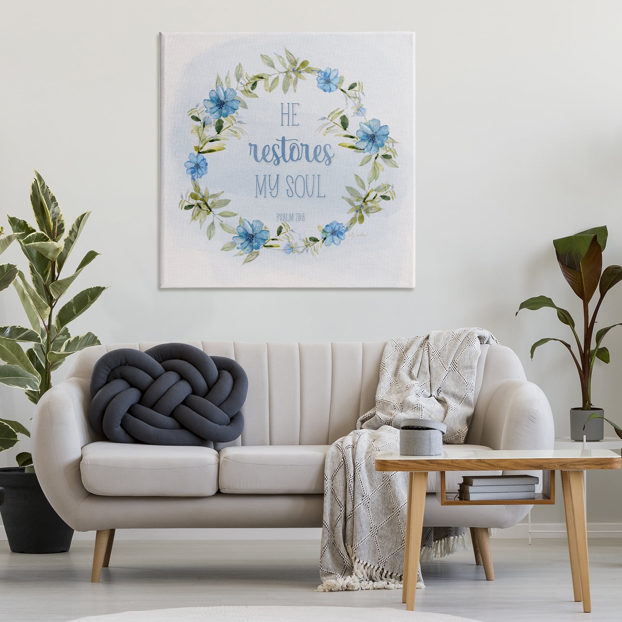 Stupell Industries Restores My Soul Proverb Religious & Spiritual Painting Wrapped Canvas Art Print Wall Art, 36 x 36