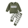 thumbnail image 1 of Gupgi Ensemble d'Automne pour Bébé Garçon, Manches Longues, Col Ras du Cou, Chandail d'Hiver + Pantalon à Carreaux, 1 of 9