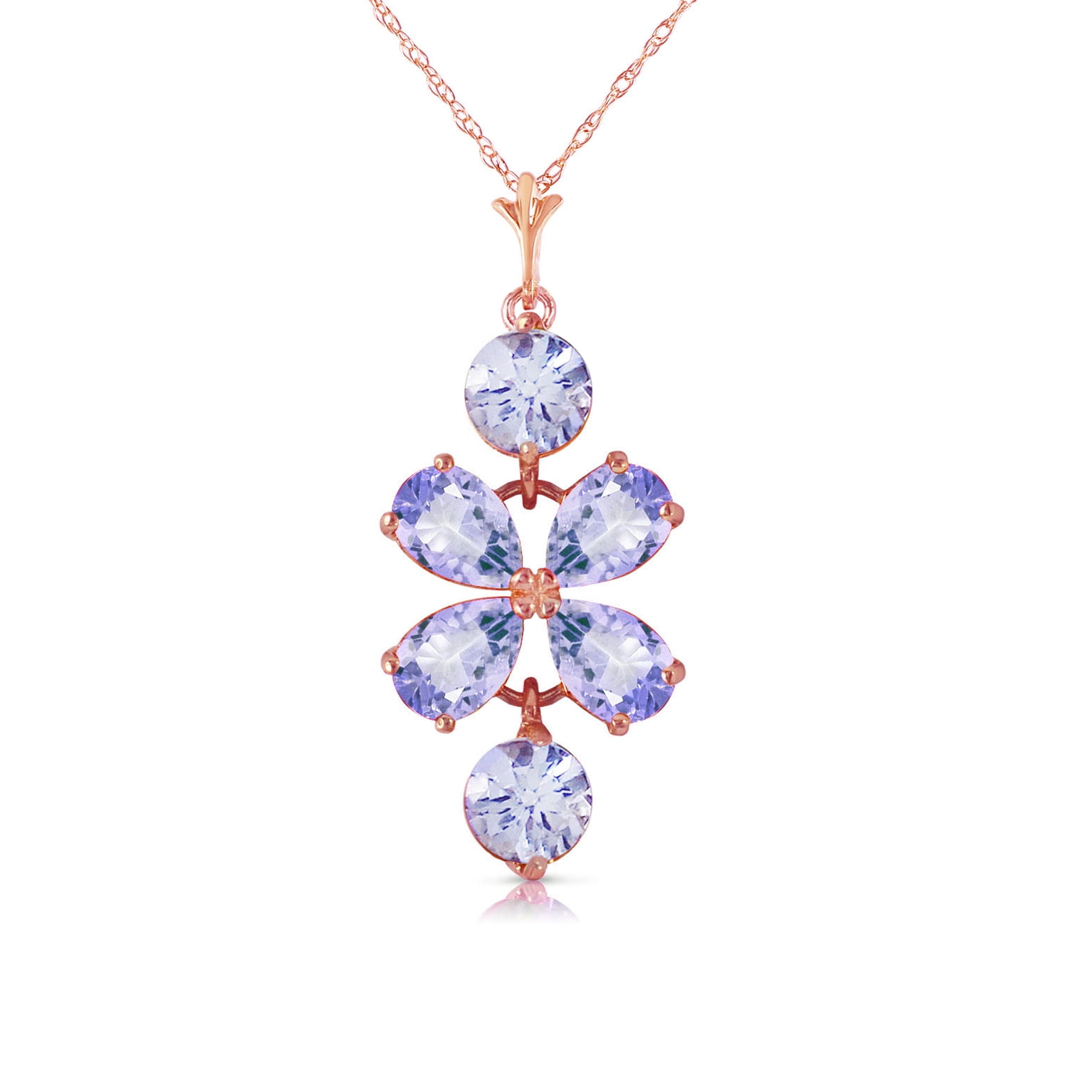 Galaxy Gold 14K Solid Gold Natural Tanzanite Pendant Necklace for Women - Rose Gold Fine Jewelry